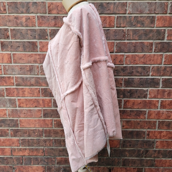 NWT Wilsons Maxima - Size L/XL Pink Suede Leather Poncho Cape Coat - Picture 3 of 16